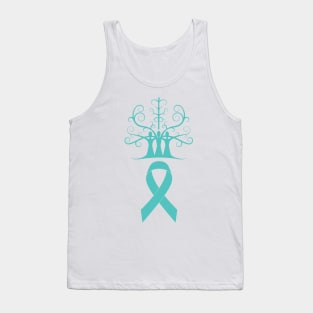 Ovarian Cancer Awareness Teal Ribbon Sisters Tree Of Life Tank Top